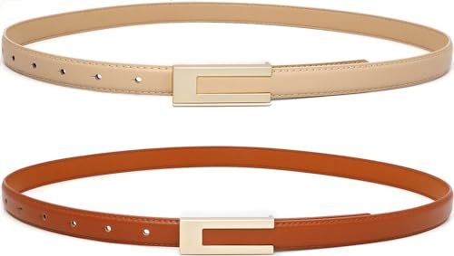 Women Skinny Leather Belt Thin Waist Belts for Dresses Jeans Pants