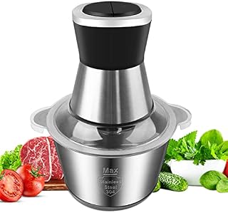 TENSWALLXCJC Mini Chopper Electric Food Processor: Kitchen Mixer Processor Stainless Steel Bowl Meat Mincerwith 2l Capacity 2 Speeds 4 Bi-Level Blades 350w Blender, for Meat Onion Vegetable Nut (J-06)