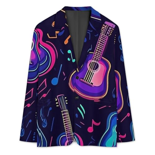 Guitar Music Notes Men's Blazer Printed Button Suit Jacket Slim Sport Coat Blazers3