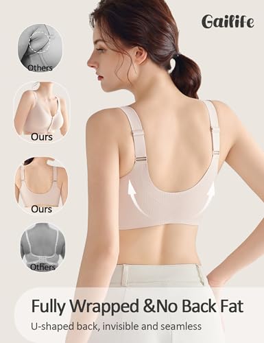 Image of Gailife Jelly Front Closure Bras for Women Wireless No Underwire Comfort Convenient Seamless Supportive Mastectomy Bralettes