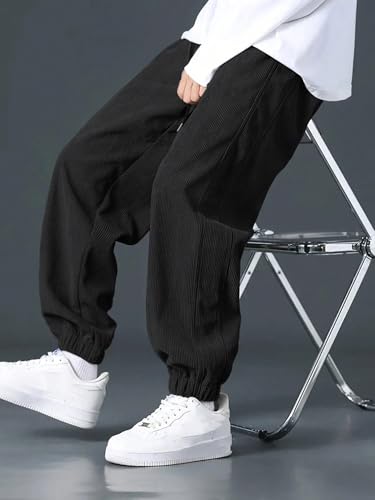 Image of GRECIILOOKS Men's Cotton Cargo Track Pants - Loose Fit Joggers for Men | Korean Style Travel & Lounge Wear with Pockets (Available in Plus Size)