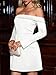 Wenrine Women's Sexy Off The Shoulder Mini Dress Bell Long Sleeve A Line Flared Going Out Club Party Dresses White