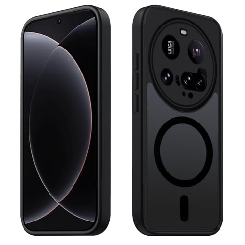 Tawarror Xiaomi 15 Ultra Case, Compatible with Magsafe, Matt Translucent Magnetic Mobile Phone Case for Xiaomi 15 Ultra PC, Scratch-Resistant, TPU, Anti-Fingerprint, Thin Protective Case, Black