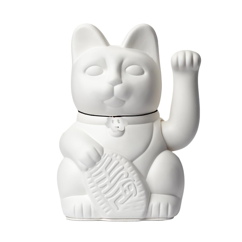 Maneki Neko Lucky Cat Blanco M 10x6x15cm Figura Decorativa Japonesa Original