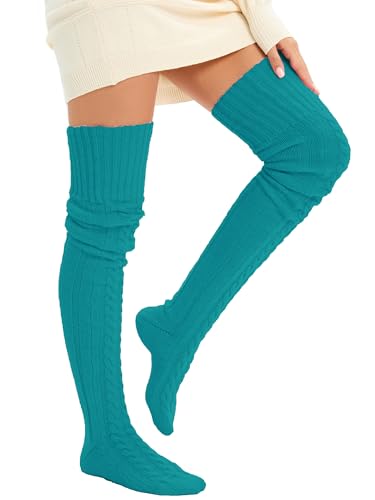 Image of Women's Thigh High Knitted Winter Boot Socks Vintage Extra Long Leg Warmer Over Knee High Stockings