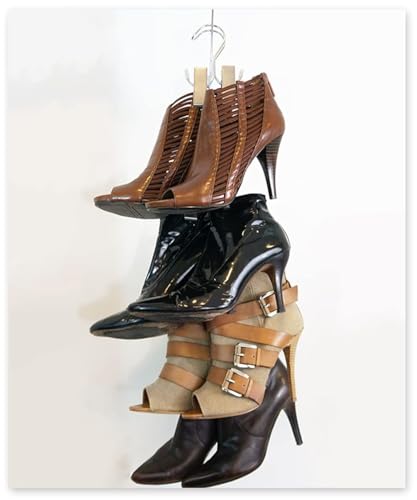 Boottique Boot Organizer: The Boot Rack - Fits in Most Closets- Hangs, Holds, Shapes, & Protects every size and style of Boots (Boot Stax Vertical Storage System with 6 Boot Hangers- Silver Hangers)