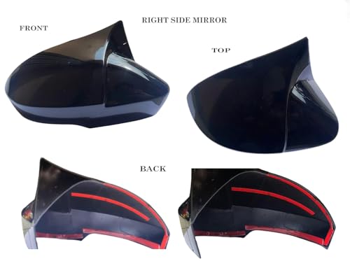 Image of Batman Style Car Side Mirror Covers compatible with New Swift, Baleno, New Dzire (2017-2025), Fronx, Glanza, Ignis, Ciaz, Gloss Black Finish, Set of 2
