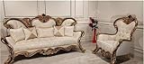 3 Sitzer 240 x 86 x 125 cm Polster Garnitur Chesterfield 3+1 Sitz + Couchtisch Holz Barock Rokoko