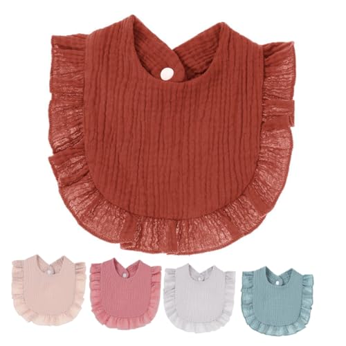 Lot de 5 bavoirs baveux en coton à volants pour bébé garçon et fille