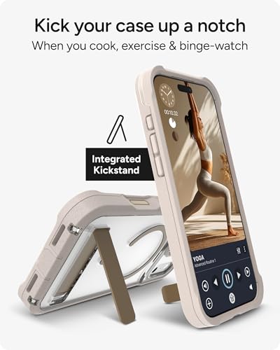 Image of ZAGG Rainier Case with Kickstand for iPhone 17 Pro Max - Gray Sandstone, Graphene 22ft (7m) Drop Protection, Lanyard Attach Points, MagSafe, Wireless Charging Compatible, 2-Piece Design, Phone Case