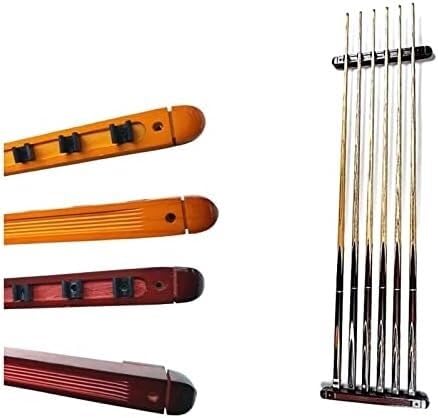 OYYMTE Wooden Pool Cue Holder Wall Mounted For Bar Club Players, Holds 6 Cues(Yellow)