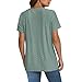 V Neck T Shirts for Women Short Sleeve Eyelet Embroidery Summer Tops and Blouses Dressy Casual Beach Vacation Clothes Green