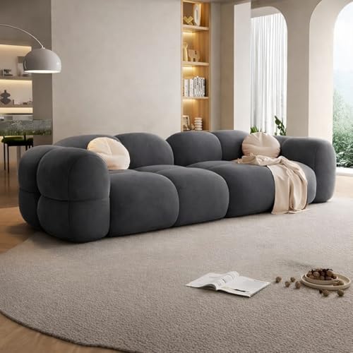 Image of LEGACY OF COMFORT Prith Velvet Modern Cloud Sofa Upholstered 3 Seater Sofa Three Seater Sofa for Living Room Hotels Offices (Dark Grey)