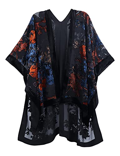 Image of MJ SERECA Women's Casual Long Velvet Kimono