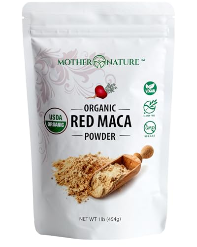 Organic, Raw Peruvian Red Maca Root Powder – Premium USDA Certified, Hormone Balance for Women, Natural Energy, Mood Support, Non-GMO, Vegan Superfood, 16 oz