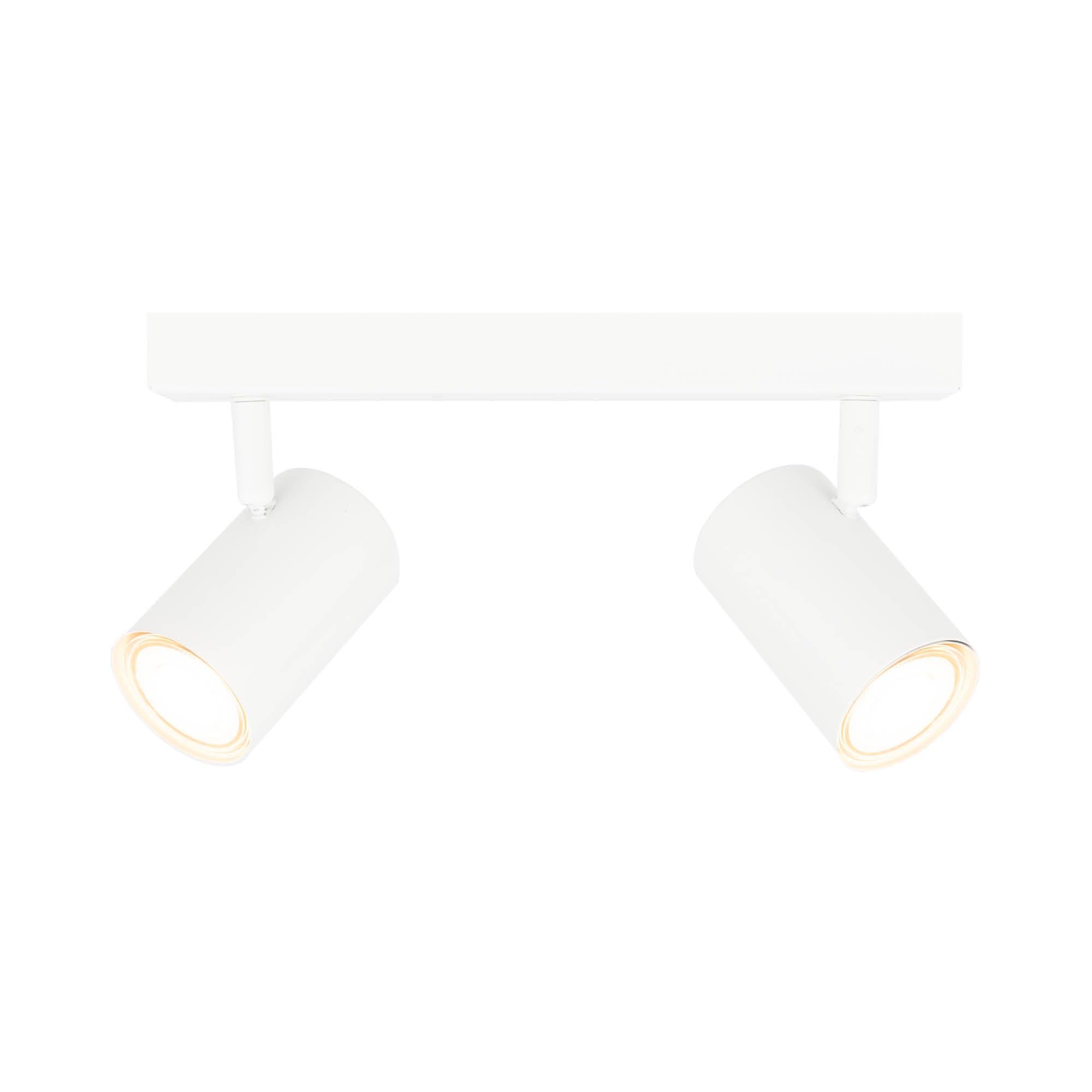 Ledvion 2700K - Led Ceiling Spotlight, White 2-Light, Dimmable, 5W, Rectangular, Gu10 Fitting, Ip20, Tiltable, Includes Gu10 Lamp