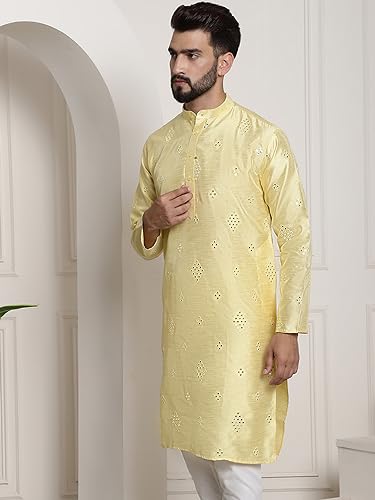 Image of SOJANYA (Since 1958 Men's Silk Blend Designer Long Kurta