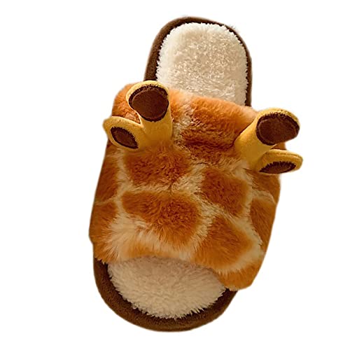 Pantoufles d'hiver chaudes en peluche girafe idée cadeau femme
