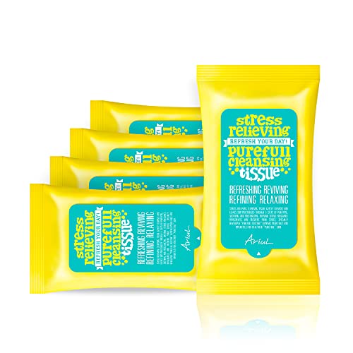 Ariul Stress-Relieving Purefull Cleansing Tissue- Gentle Makeup Remover Wipes- Refreshing Face Wipes- Natural Face Wipes with High Purifying Oils, Fruits & Vegetables Extracts- Cruelty Free and Suitable for all Skins (15 Wipes Per Pack - Pack of 5) Ariul Stress-Relieving Purefull Cleansing Tissue- Gentle Makeup Remover Wipes- Refreshing Face Wipes- Natural Face Wipes with High Purifying Oils, Fruits & Vegetables Extracts- Cruelty Free and Suitable for all Skins (15 Wipes Per Pack - Pack of 5)