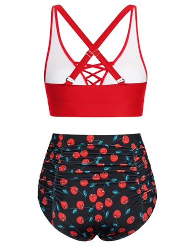 Hanna Nikole Bikini Sets for Women Plus Size Front Strappy Two Piece Bathing Suits High Waist Tummy Control Swimsuit2