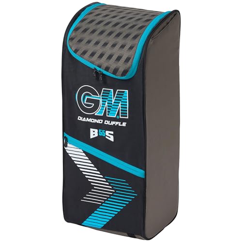 Gunn & Moore GM Diamond Ben Stokes Duffle Cricket Bag Holdall Sleeve for 1 Bat Adjustable Comfort Straps Volume - 55 litres Tough 600 Denier Polyester Black Grey & Blue BS55