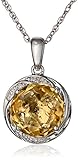 Sterling Silver Citrine and Diamond Accent Swirl Pendant Necklace, 18