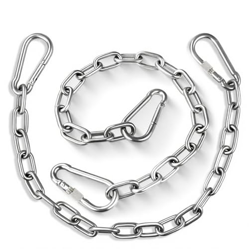 Molibest Heavy Duty Stainless Steel Chains Heavy Punching Bag Chain with 2 Carabiners 550LB Capacity Hammock Hardware Kit for Swing Chairs Hammocks Punching Bags Yoga Trapeze Indoor & Outdoor Gym