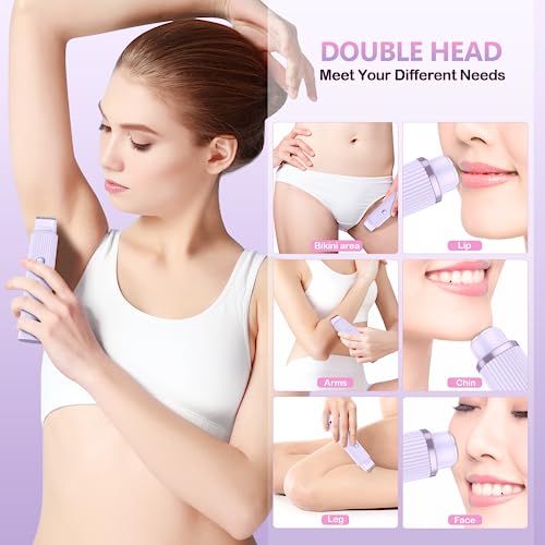 Liangjj Bikini Trimmer For Women, 2 In 1 Double Head Pubic Hair Trimmer Womens Electric Razor, Ipx7 Waterproof Body Hair Trimmer, Bikini Lady Shaver Plus 1.4 Oz Aloe Vera Face Gel, Purple #TOP1