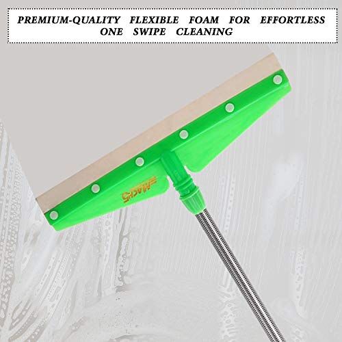 Image of Zureni MACH-5 Wiper 19 inch Foam Rubber Blade, Double Lamination Rod with Sturdy Long Handle for Wiping, Floor Cleaning and Dirt Removal in Home, Bathroom & Kitchen (Random Colours)