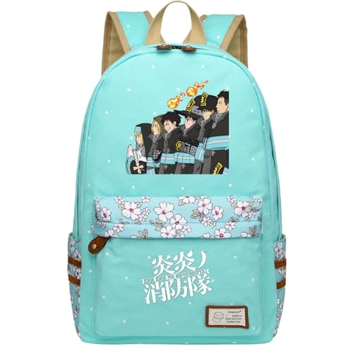 ISaikoy Anime Fire Force Backpack Canvas Bookbag Daypack Satchel School Bag Laptop Bag 15