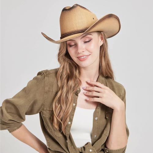 Cowboy Hat for Women and Men- Cowgirl Hat Straw Cattleman Western Hats for Music Festival Party Beach2