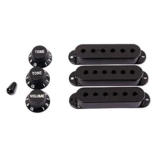 Alnicov Couvercles de micro avec embout 5 voies pour guitare Strat Noir 48/50/52 mm - Les Beatles, Paul McCartney, John Lennon, RIngo Starr, George Harrison Alnicov Couvercles de micro avec embout 5 voies pour guitare Strat Noir 48/50/52 mm – Image 2