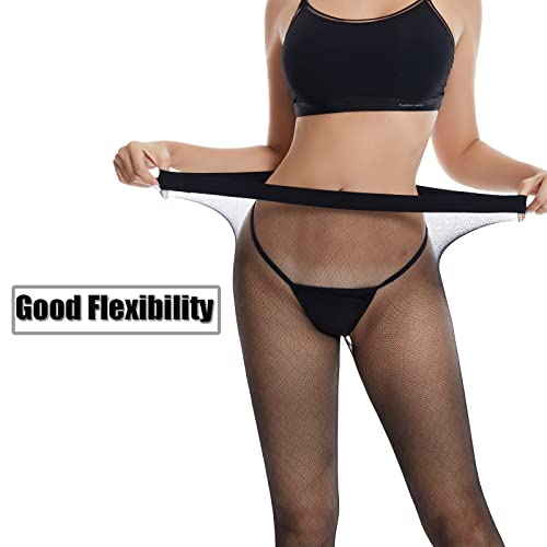 Black Plaid Fishnet Tights - 2 Pack Utra Comfy Patterned Fish net Pantyhose, Soft Seamless Waist Hollow Out Mesh Stockings, See Through Leggings One Size2