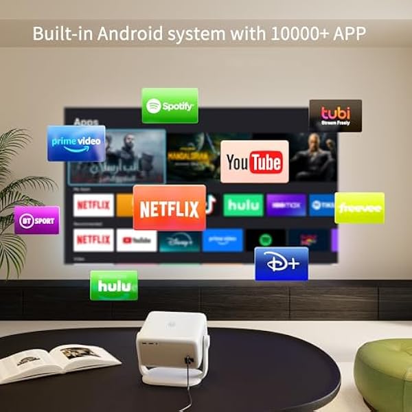 [Netflix Official] YOTON Y7 Projector 4K Smart TV, WiFi Bluetooth Native 1080P Portable 500 ANSI Lumen Projector, Видеопроектор для Netflix/YouTube/Prime Video/D+