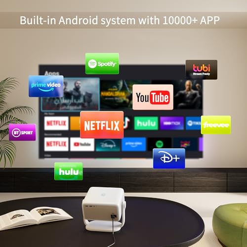 YOTON Y7 Proiettore 4K Smart TV Con Netflix Ufficiale – 500 ANSI Lumen, 1080P Nativo, WiFi Dual Band, Altoparlanti 15W, Rotazione 270° – Home Cinema Portatile