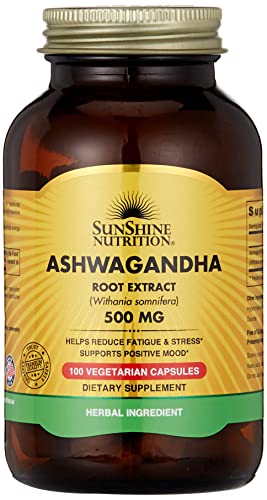 Sunshine Nutrition Ashwagandha Root Extract 500 Mg 100 Capsules | Helps Reduce Fatigue & Stress | Herbal Supplement