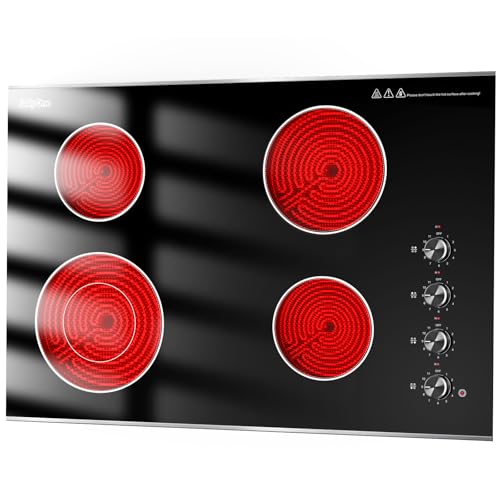 JollyOne Electric Cooktop 30 inch 4 Burner Ceramic 6700W 220V Hard Wire