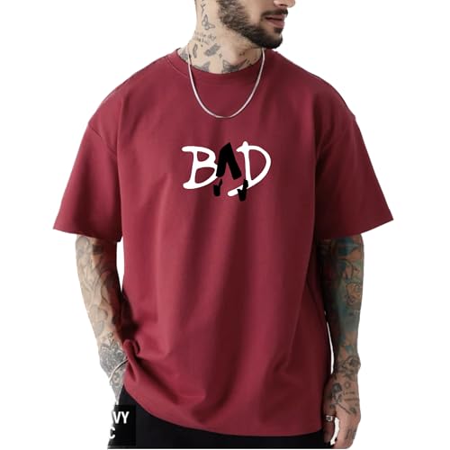 Image of Michael Jackson Oversized Red Tshirt for Men and Women MJ Drop Shoulder Unisex Baggy Loose Fit T-Shirts