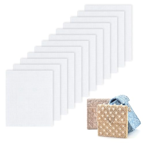 Lot de 12 grilles en plastique - Maille - Plaque perforée - Pour sacs tricotés, tapis, broderies et dessous de verre