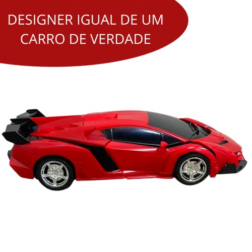 Carrinho Controle Remoto Vira Robô 1:18 Vermelho, Importway