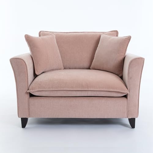 Merax 46.3" Chenille Accent Chair, Oversized Reading Armchair w/2 Pillows, Modern Corner Single Cloud Sofa Arm Chairs, Comfortable Living Room Deep Cushion Seating for Office & Apartment, Pale Pink by Merax - Image 7