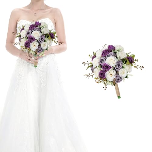 Wedding Bouquet Bridesmaid Dusty Purple & White