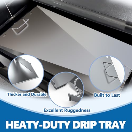 Image of SafBbcue Drip Tray & 10 Aluminum Liners for Traeger Woodridge Pro, BAC818 | Stainless tray + 10 liners, Tray: 31 inchx16.8 inch, Liners: 32.25 inchx15.75 inch, Fits Woodridge Pro TFB97JLH & Elite TFC97XLH, Rust-proof