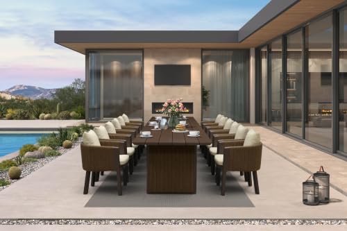 Image of PURPLE LEAF Patio Dining Set Oversized 13 PC with Olifen Armchair Bronze