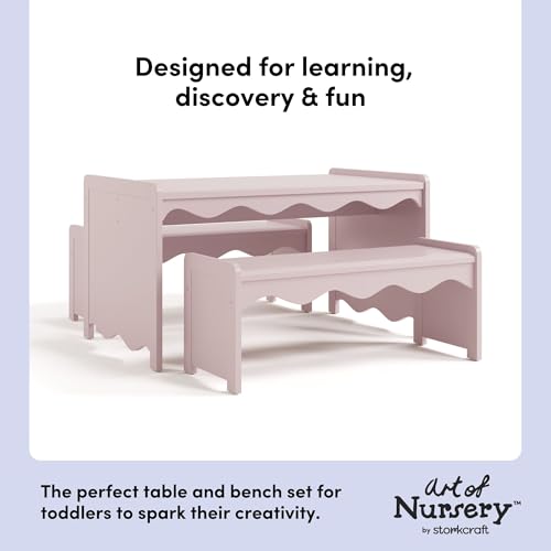 Image of Storkcraft Casablanca Montessori Indoor Kids Table & Bench Set, Blush