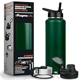 MAGMALIFE Termo de Acero Inoxidable para Agua y Café 1200 ml (40 oz): Contiene 3 Tapas para Diferentes tipos de Bebidas,...