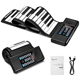 Versatile Roll-up Piano: You get a 61-key hand roll piano, with built-in speaker(for a much more immersive sound), 128 high quality sounds along with 128 rhythms and 15 demo tracks for you to play along. It also features a recording, midi-out, sustai...