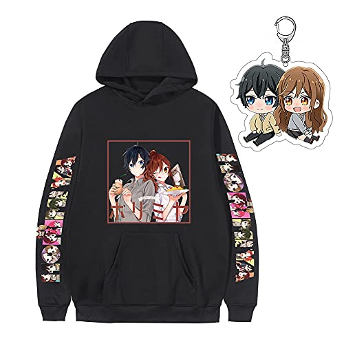 Horimiya Hoodie with Keychain,Anime Hori San to Miyamura Kun Cosplay Costume 3D Printed Hooded Pullover Sweatshirt Jacket for Men Women (XL)