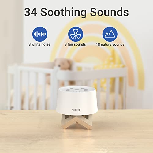 Airsee Upgraded Sound Machine, Portable White Noise Machine For Adults Baby Elder, 34 High Fidelity Non-Looping Sounds For Sleeping Nursery Meditation Office… #TOP4