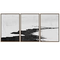 SIGNWIN 3 Piece Framed Canvas Wall Art Black and White Fish Canvas Prints Home Artwork Decoration for Living Room,Bedroom - 16